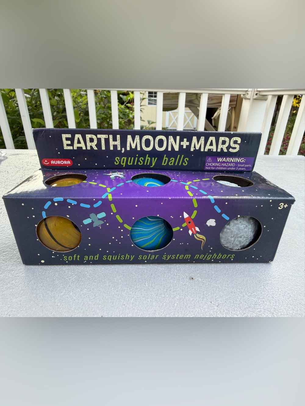Aurora Earth, Moon + Mars Squishy Balls Solar System Squishies Set of 3